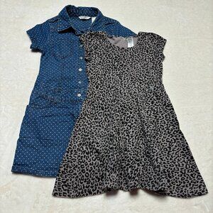 Guess Kids Girls Dresses Size Small (7/8) Lot 2 Y2K Demin Polka Dot Leopard